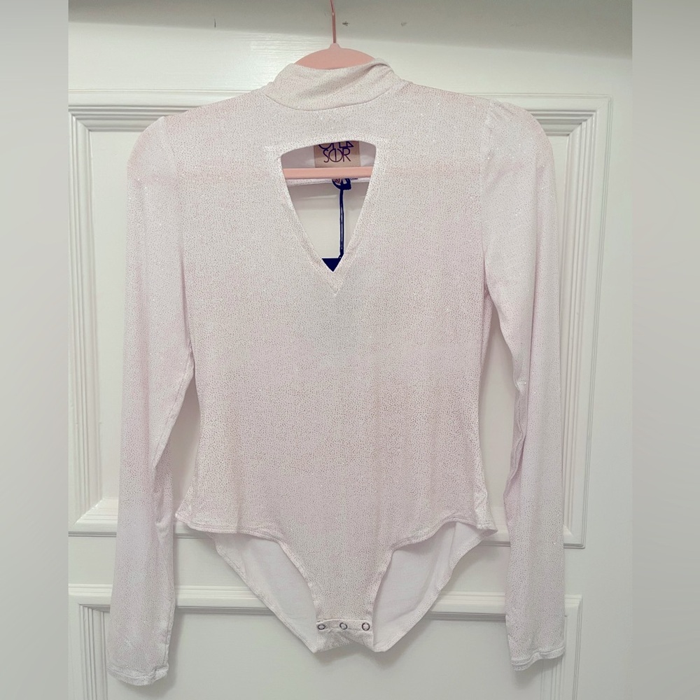 Chaser Glitter Mock Neck Body Suit Size: M - Picture 2 of 4